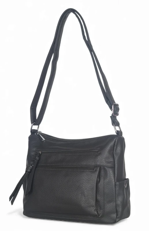 Praktyczna torebka damska na długim pasku 2 komory i 8 kieszonek