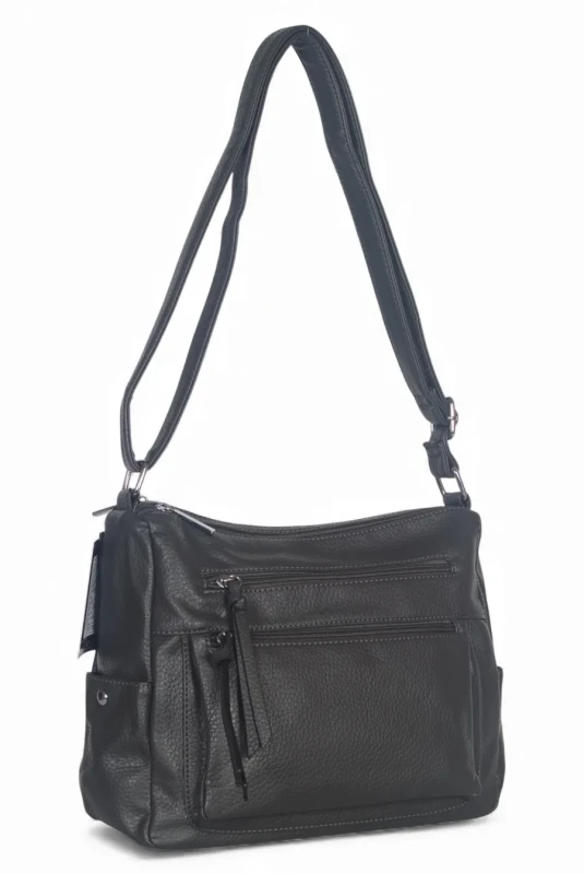 Praktyczna torebka damska na długim pasku 2 komory i 8 kieszonek