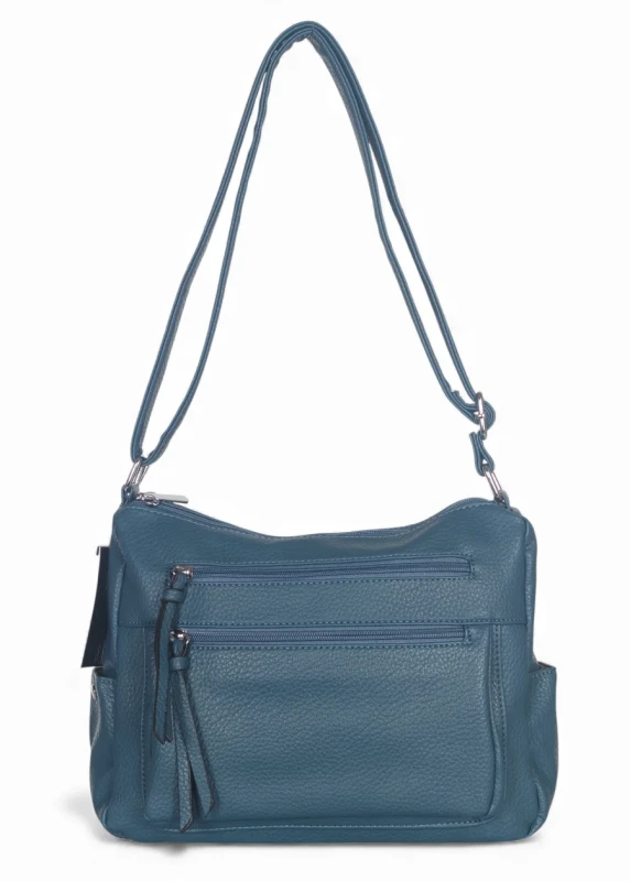 Praktyczna torebka damska na długim pasku 2 komory i 8 kieszonek