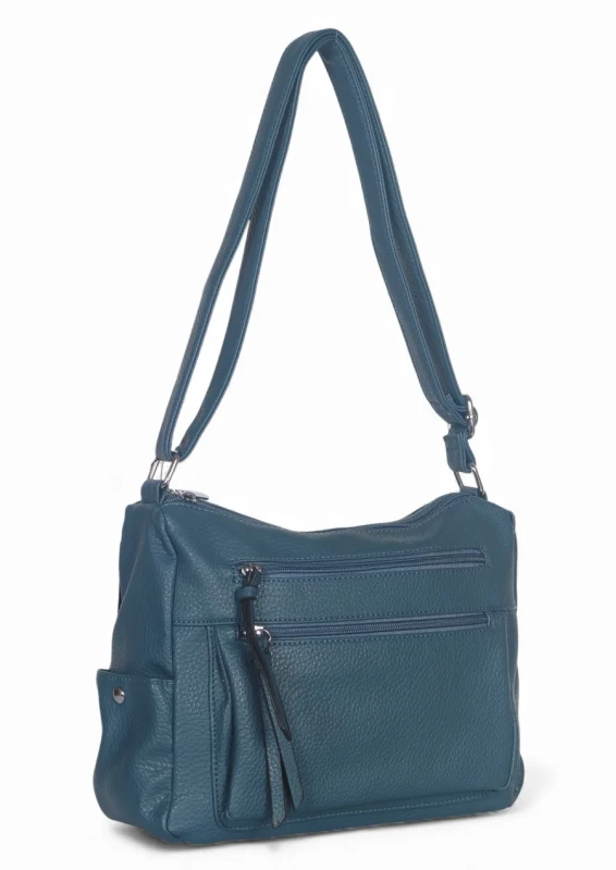 Praktyczna torebka damska na długim pasku 2 komory i 8 kieszonek