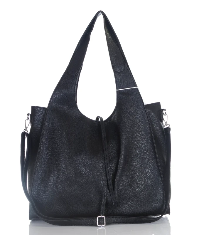 Torebka damska shopper Czarna Saszetka 2w1 Na suwak Pojemna