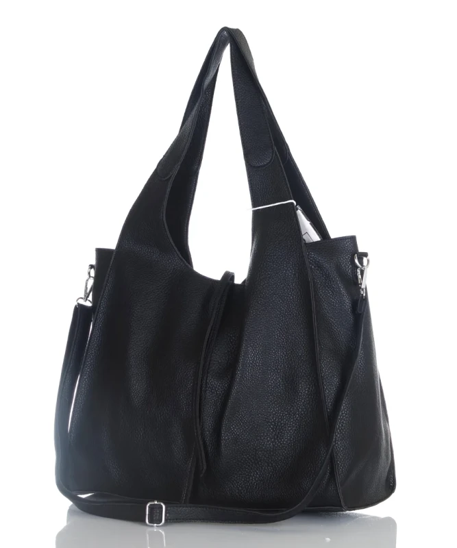 Torebka damska shopper Czarna Saszetka 2w1 Na suwak Pojemna