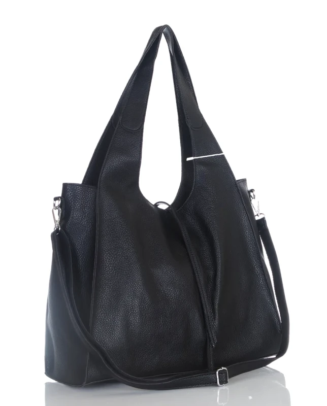 Torebka damska shopper Czarna Saszetka 2w1 Na suwak Pojemna