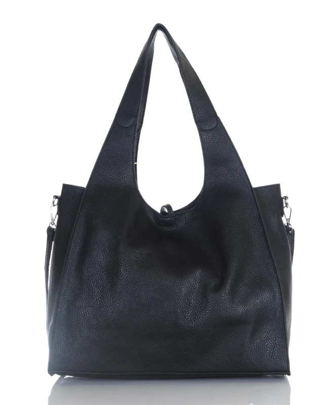 Torebka damska shopper Czarna Saszetka 2w1 Na suwak Pojemna