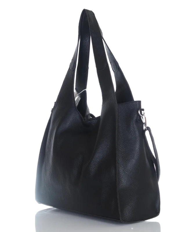 Torebka damska shopper Czarna Saszetka 2w1 Na suwak Pojemna