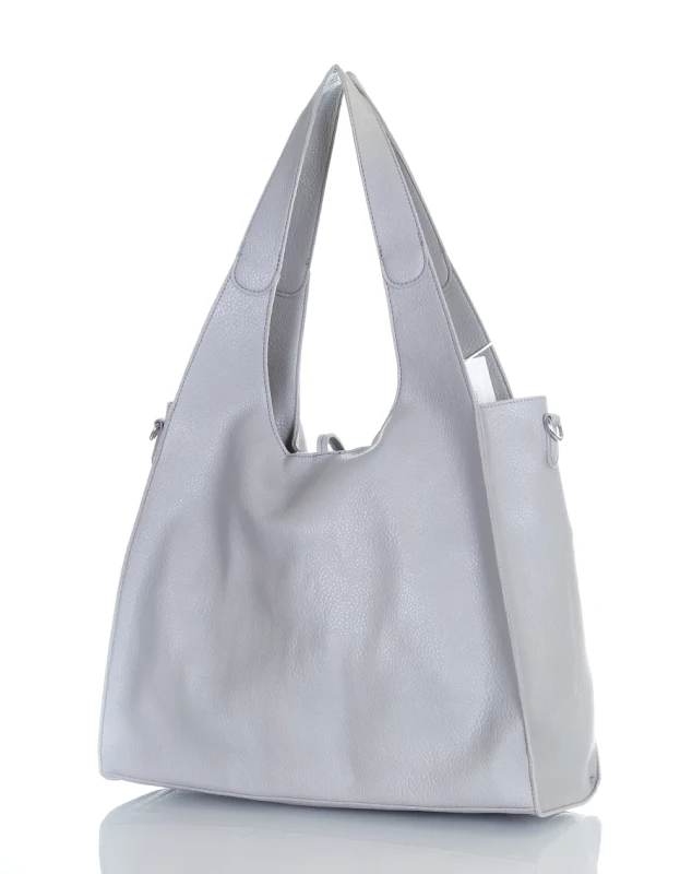 Torebka damska shopper Szara Saszetka 2w1 Na suwak Pojemna