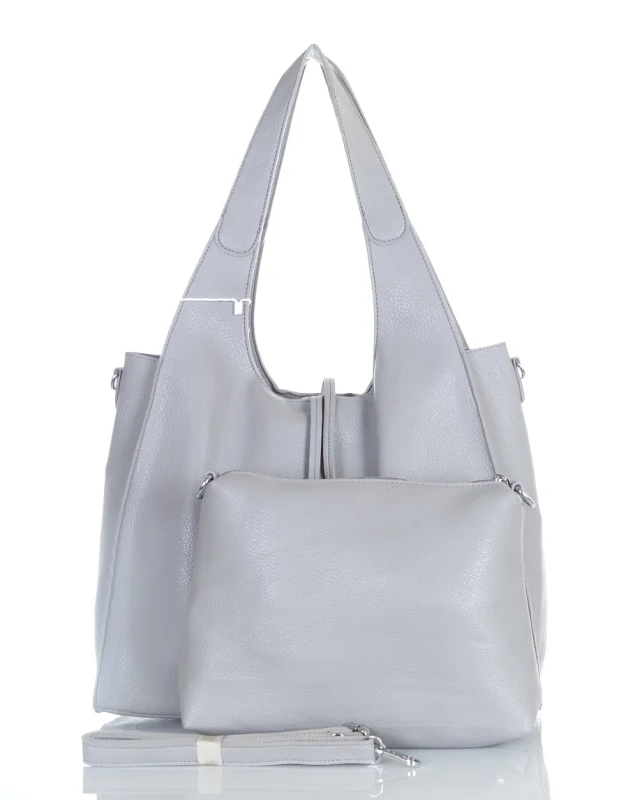 Torebka damska shopper Szara Saszetka 2w1 Na suwak Pojemna