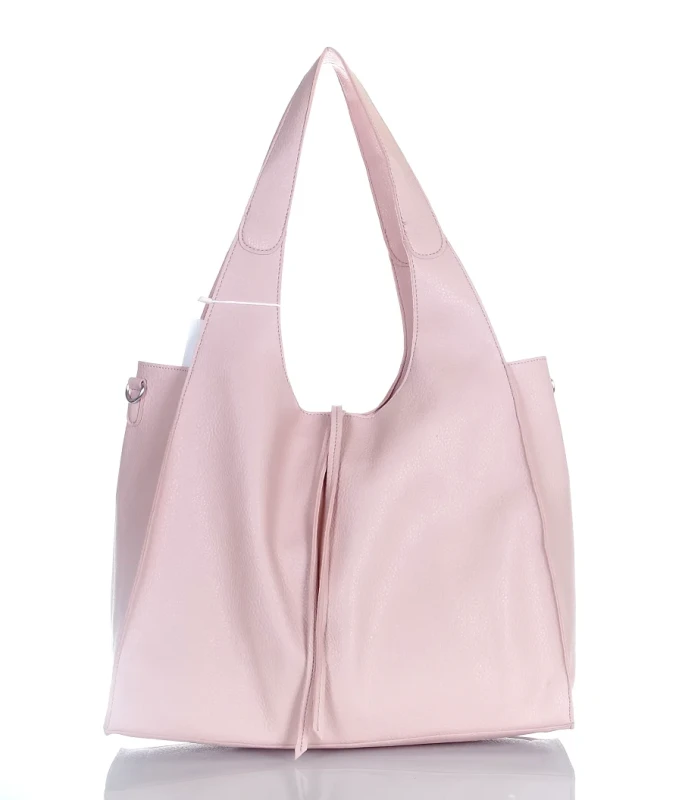 Torebka damska shopper Różowa Saszetka 2w1 Na suwak Pojemna