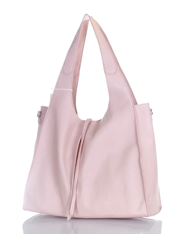 Torebka damska shopper Różowa Saszetka 2w1 Na suwak Pojemna