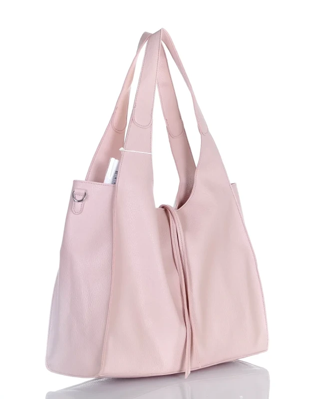 Torebka damska shopper Różowa Saszetka 2w1 Na suwak Pojemna