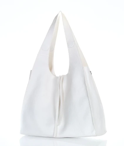 Torebka damska shopper Biała Saszetka 2w1 Na suwak Pojemna 