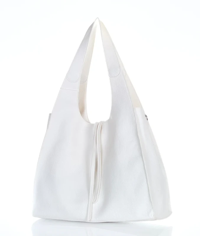 Torebka damska shopper Biała Saszetka 2w1 Na suwak Pojemna