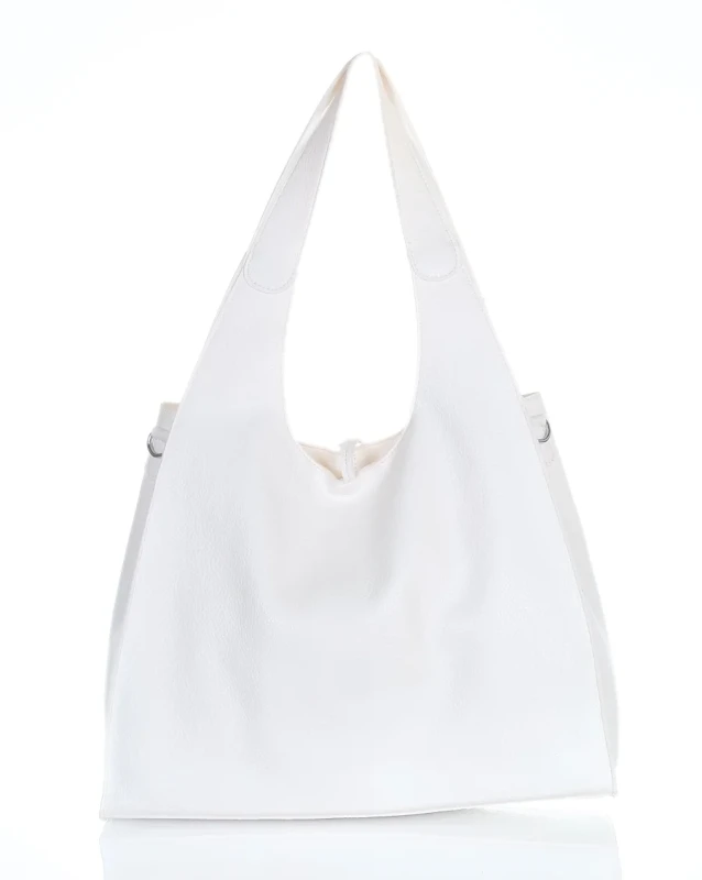 Torebka damska shopper Biała Saszetka 2w1 Na suwak Pojemna