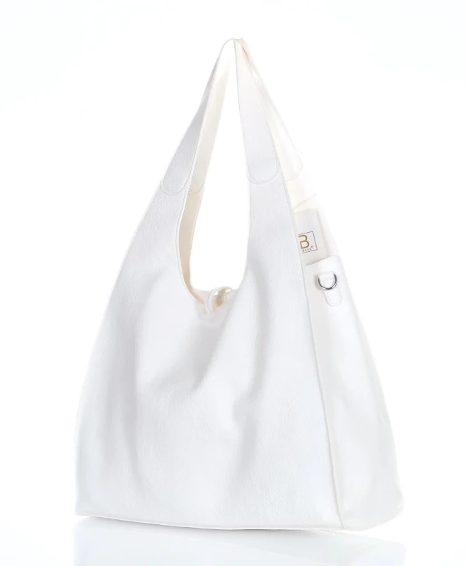 Torebka damska shopper Biała Saszetka 2w1 Na suwak Pojemna