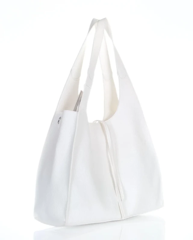 Torebka damska shopper Biała Saszetka 2w1 Na suwak Pojemna