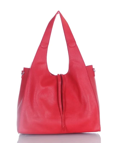 Torebka damska shopper Czerwona Saszetka 2w1 Na suwak Pojemna  