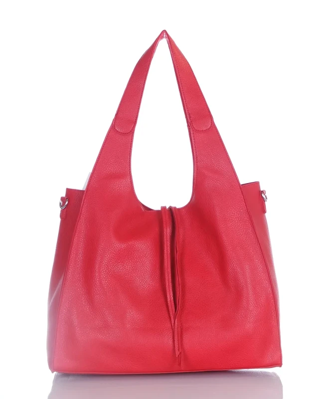 Torebka damska shopper Czerwona Saszetka 2w1 Na suwak Pojemna