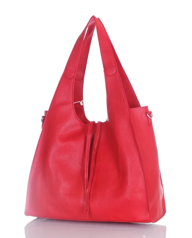 Torebka damska shopper Czerwona Saszetka 2w1 Na suwak Pojemna