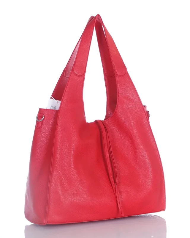 Torebka damska shopper Czerwona Saszetka 2w1 Na suwak Pojemna