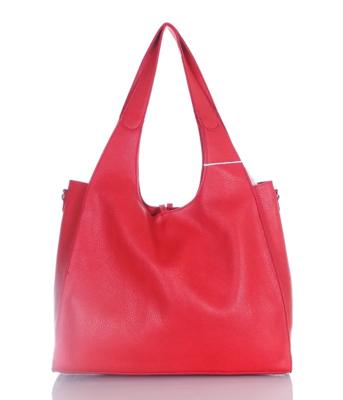 Torebka damska shopper Czerwona Saszetka 2w1 Na suwak Pojemna