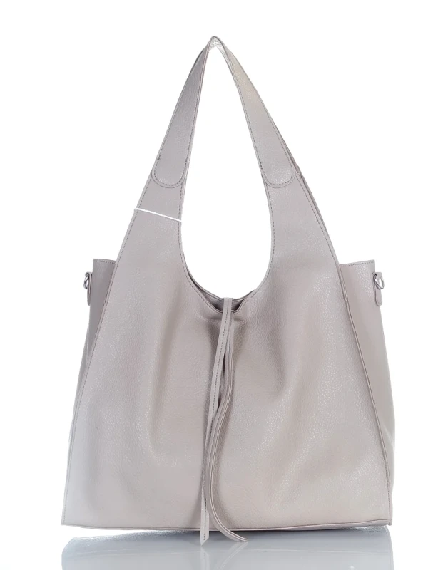 Torebka damska shopper Beżowa Saszetka 2w1 Na suwak Pojemna