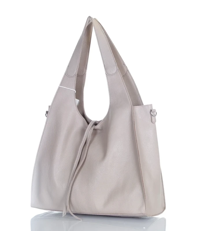 Torebka damska shopper Beżowa Saszetka 2w1 Na suwak Pojemna