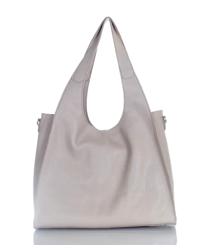 Torebka damska shopper Beżowa Saszetka 2w1 Na suwak Pojemna