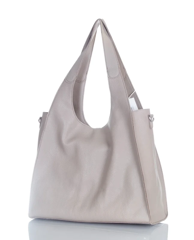 Torebka damska shopper Beżowa Saszetka 2w1 Na suwak Pojemna