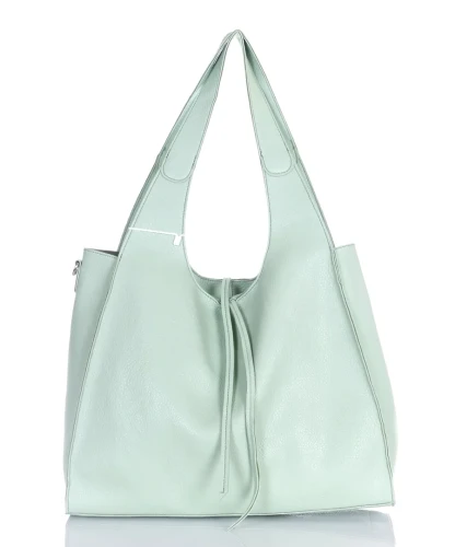 Torebka damska shopper Mięta Saszetka 2w1 Na suwak Pojemna 