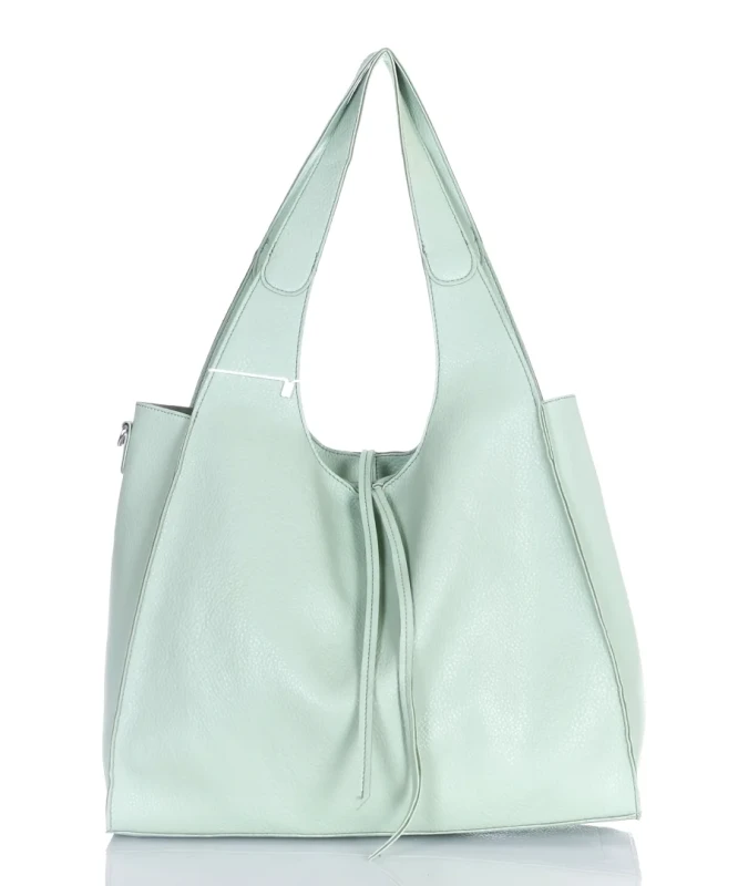 Torebka damska shopper Mięta Saszetka 2w1 Na suwak Pojemna