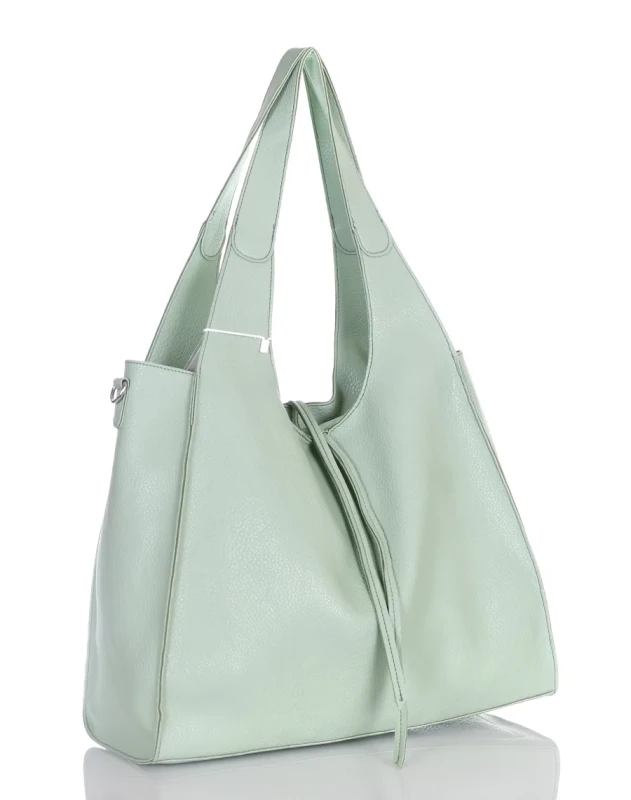 Torebka damska shopper Mięta Saszetka 2w1 Na suwak Pojemna