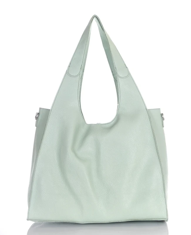 Torebka damska shopper Mięta Saszetka 2w1 Na suwak Pojemna