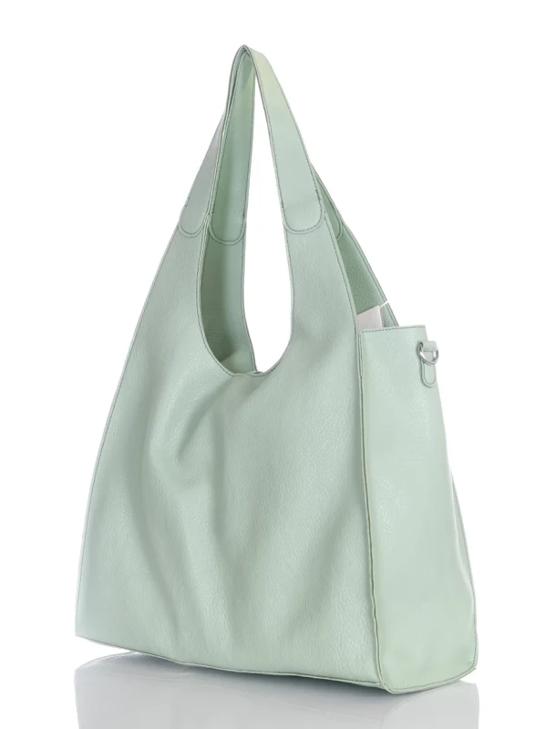 Torebka damska shopper Mięta Saszetka 2w1 Na suwak Pojemna