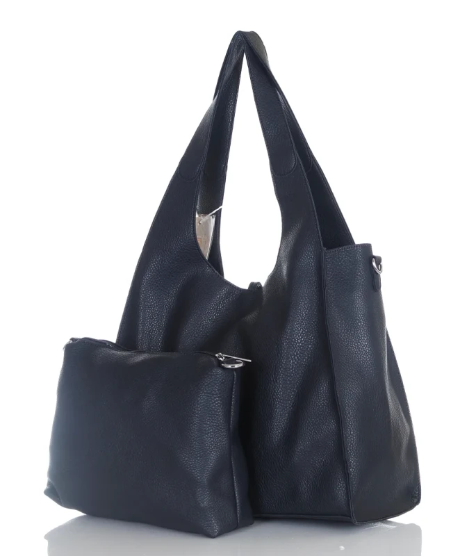 Torebka damska shopper Granatowa Saszetka 2w1 Na suwak Pojemna