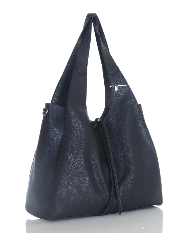 Torebka damska shopper Granatowa Saszetka 2w1 Na suwak Pojemna