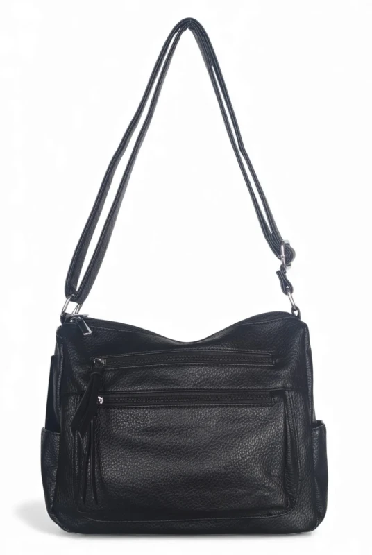 Praktyczna torebka damska na długim pasku 2 komory i 8 kieszonek