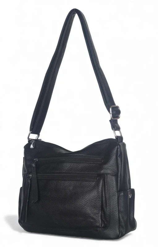 Praktyczna torebka damska na długim pasku 2 komory i 8 kieszonek