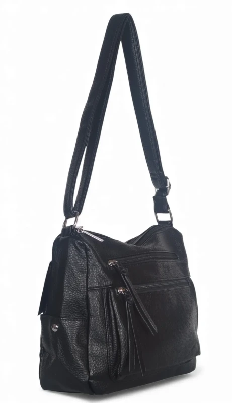 Praktyczna torebka damska na długim pasku 2 komory i 8 kieszonek