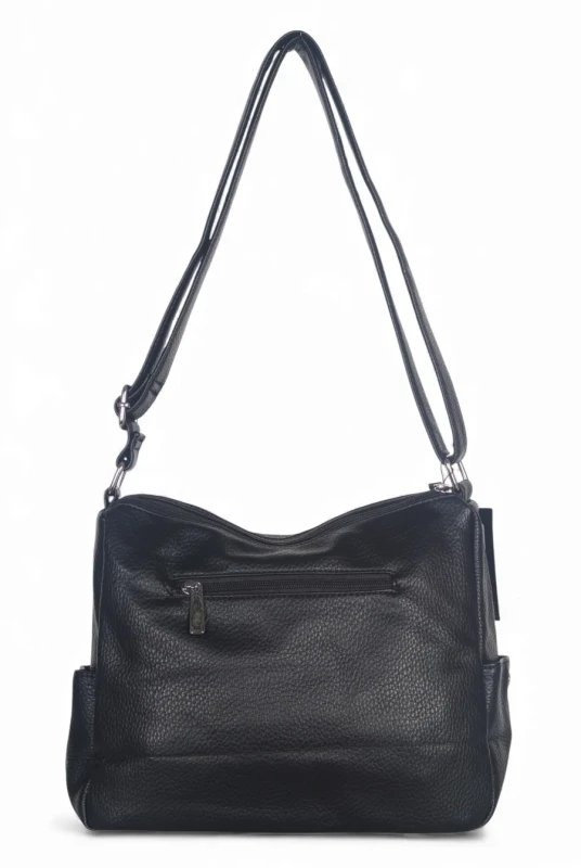 Praktyczna torebka damska na długim pasku 2 komory i 8 kieszonek