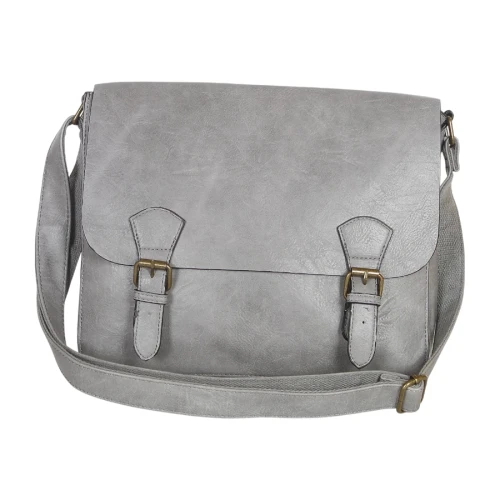 Torebka listonoszka z ekoskóry z kieszonkami – damska torebka na długim pasku A4 