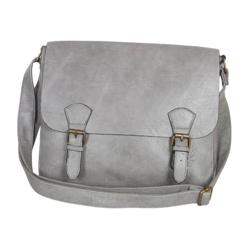 Torebka listonoszka z ekoskóry z kieszonkami – damska torebka na długim pasku A4