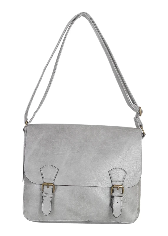 Torebka listonoszka z ekoskóry z kieszonkami – damska torebka na długim pasku A4