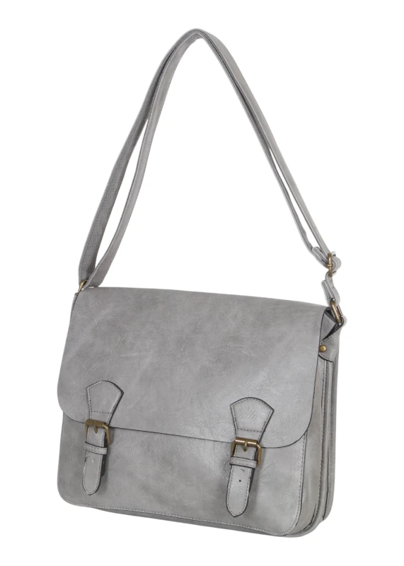 Torebka listonoszka z ekoskóry z kieszonkami – damska torebka na długim pasku A4