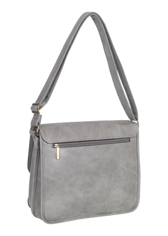 Torebka listonoszka z ekoskóry z kieszonkami – damska torebka na długim pasku A4