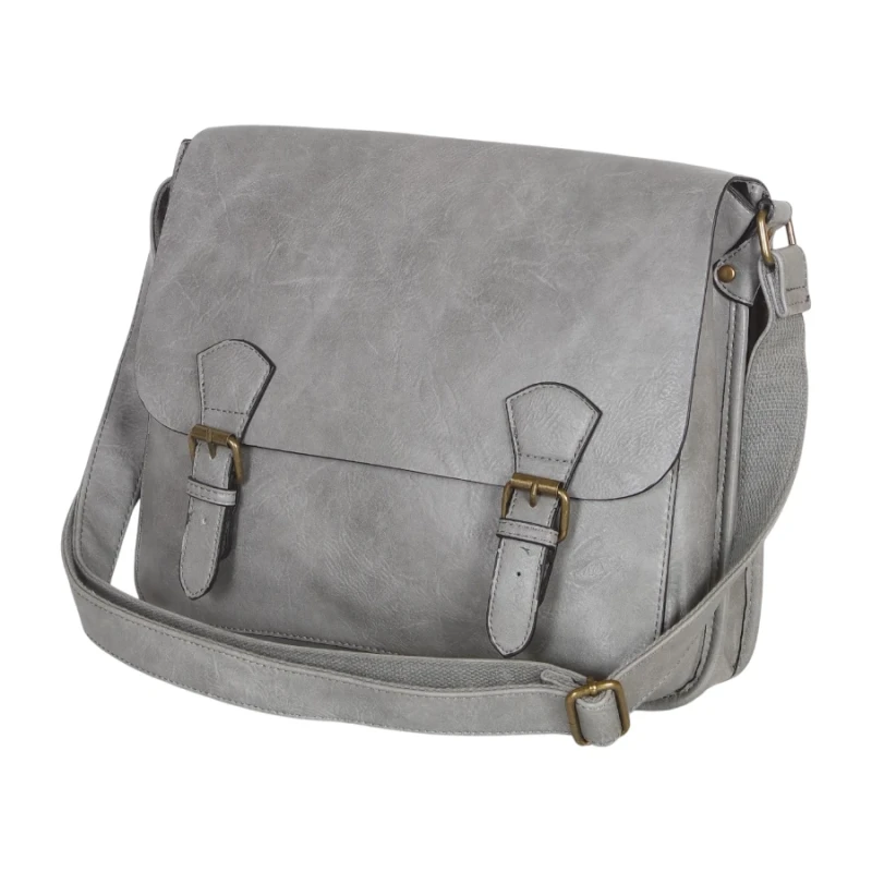 Torebka listonoszka z ekoskóry z kieszonkami – damska torebka na długim pasku A4