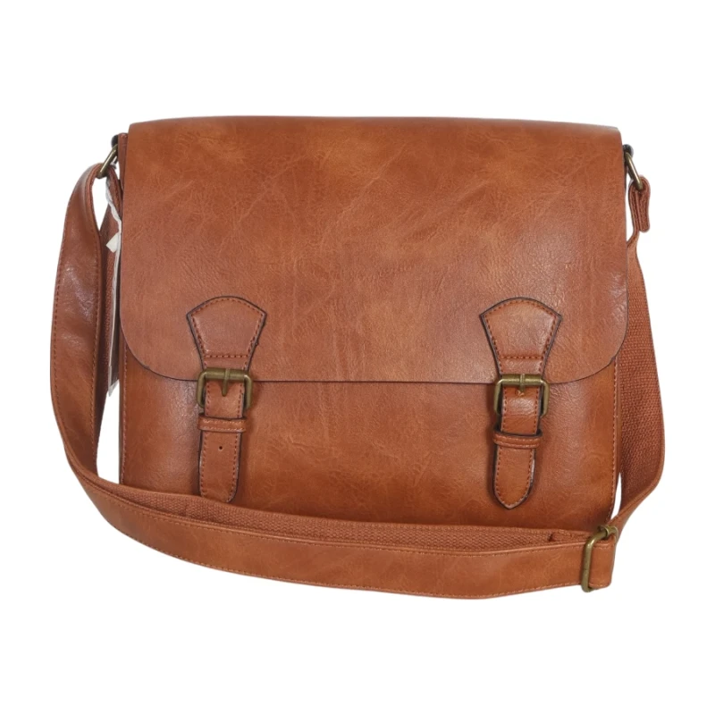 Torebka listonoszka z ekoskóry z kieszonkami – damska torebka na długim pasku A4