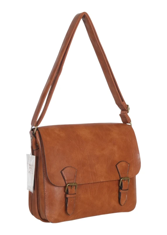 Torebka listonoszka z ekoskóry z kieszonkami – damska torebka na długim pasku A4