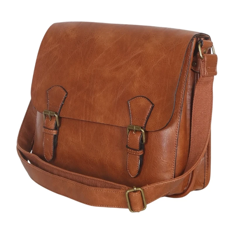 Torebka listonoszka z ekoskóry z kieszonkami – damska torebka na długim pasku A4