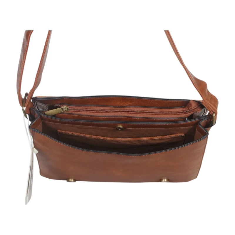 Torebka listonoszka z ekoskóry z kieszonkami – damska torebka na długim pasku A4