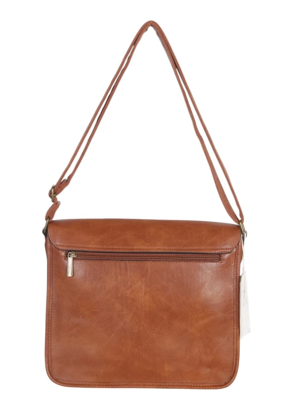 Torebka listonoszka z ekoskóry z kieszonkami – damska torebka na długim pasku A4